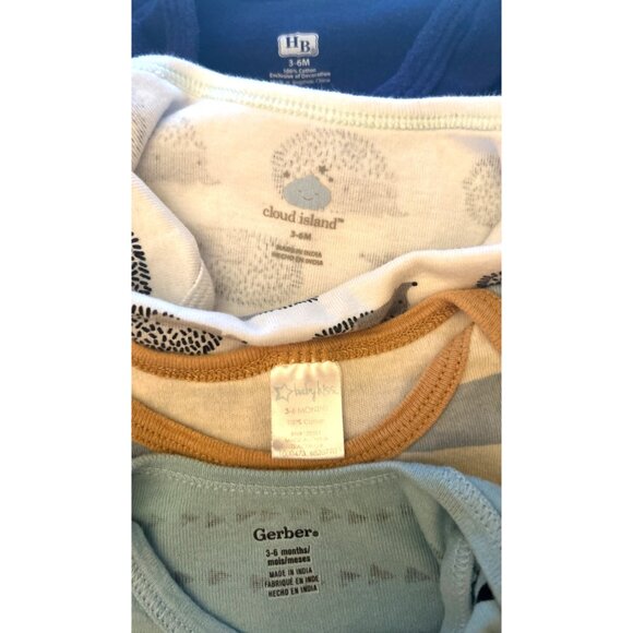 Baby Boy's - Body Suits -White, Navy Blue, Turquoise, & Blue & Cream -Size 3-6 M - Picture 11 of 11